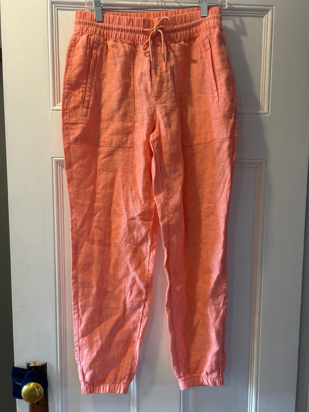 Athleta Coral Drawstring Linen Joggers 100% liner Sz 4
